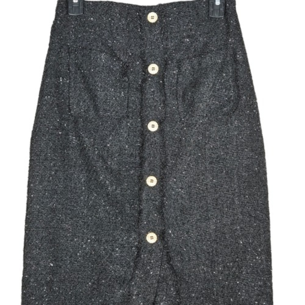 Tuckernuck Pomander Place Medium Laurelle Tweed Midi Skirt NWT Black Shimmer - Picture 2 of 11